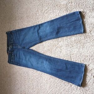 J. Crew Stretch Y2K Hipslung Hip Huggers Flare Cotton Distressed Dark Wash Jeans